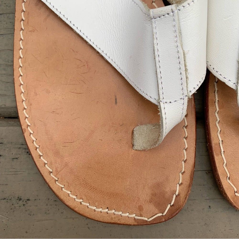 Capri Sandals white leather thong flip flops sandals made in Capri Italy size 9 - Picture 3 of 12